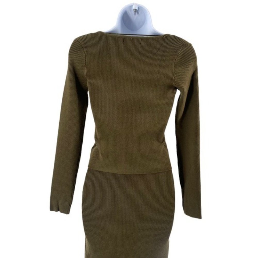 Petal & Pup NEW Luna Knitted Matching 3 Piece Set Midi Dress Olive Green Size S - Picture 9 of 14